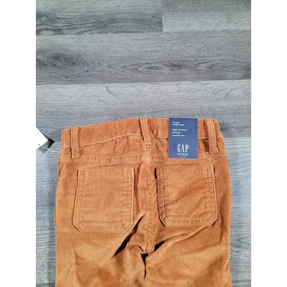 Baby Gap Corduroy Pants Size 3T Aztec Brown Skinny Fit High Stretch Girls NWT